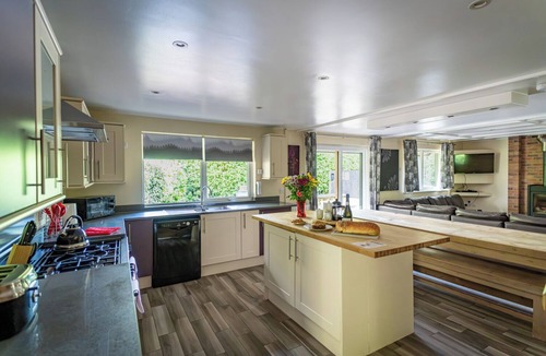 Farley Cabin | Norbury; woodland lodge for 12 with hot tub, log burner, BBQ, near Alton Towers.
