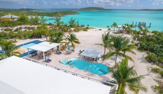 Beachfront Villa with swim-up pool bar, spa, and pickleball court