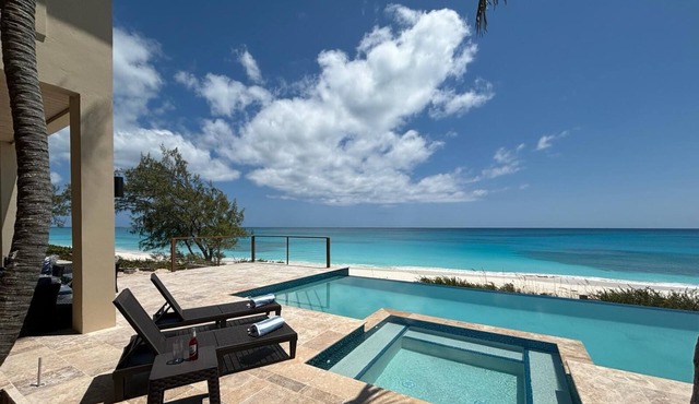BRAND NEW! Breathtaking Beachfront Palm Grove Villa: Beach, Pool, Spa, Palms!
