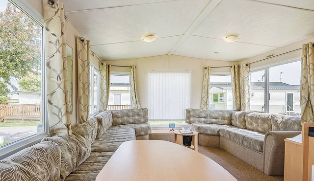 Comfortable 12ft-wide caravan with one double and two twin.