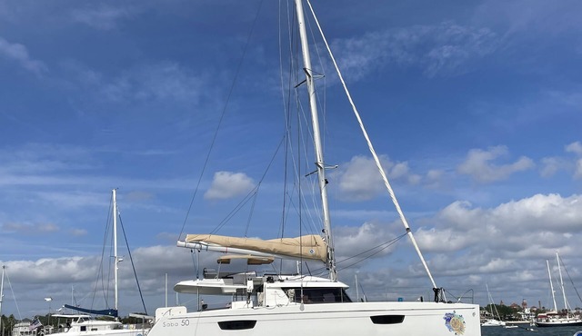 Luxurious Foutaine Pajot Saba 50 Catamaran. Six cabin, six bathroom layout.