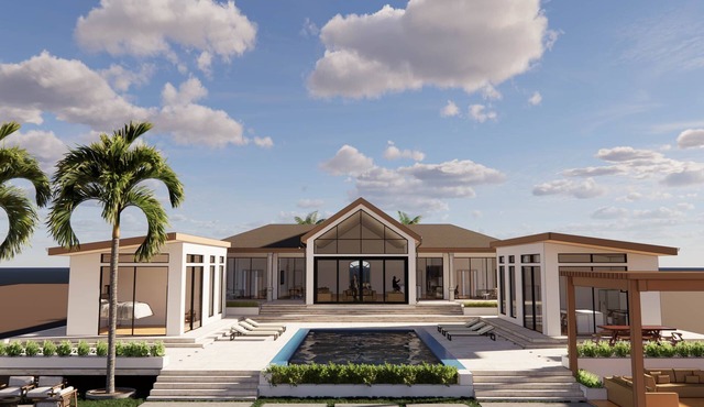 Sandcliffe Villa, 6,000sf - Close to Airport & Town w/enclosed poolside kitchen