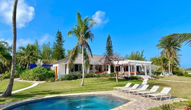 Secluded Pink Snd Beachfront Estate w/Htd Pool